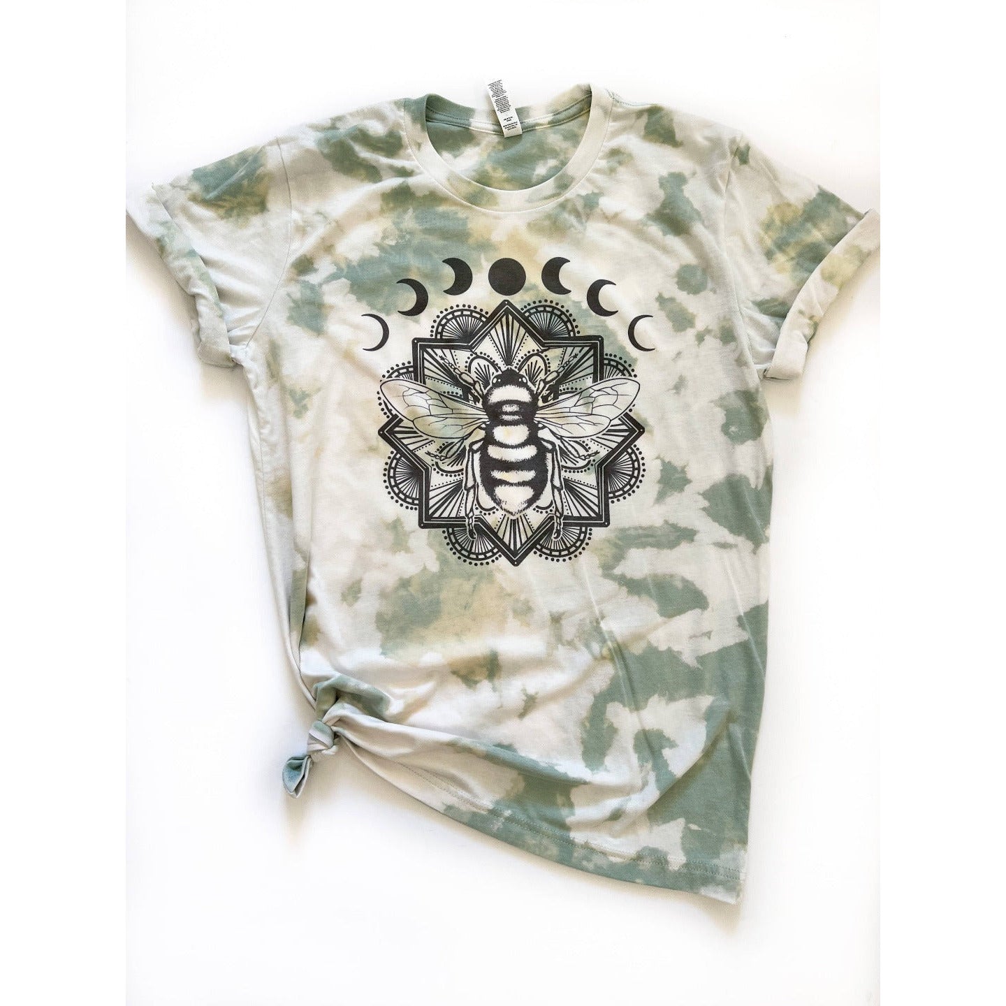 Bee Mandala Dusty Blue Tie Dye Tee