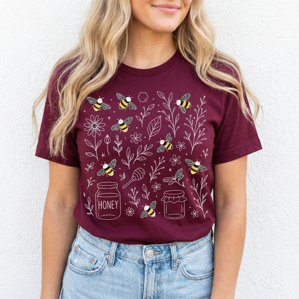 Bee and Honey Jar Graphic Tee, Honey Bee T-shirt