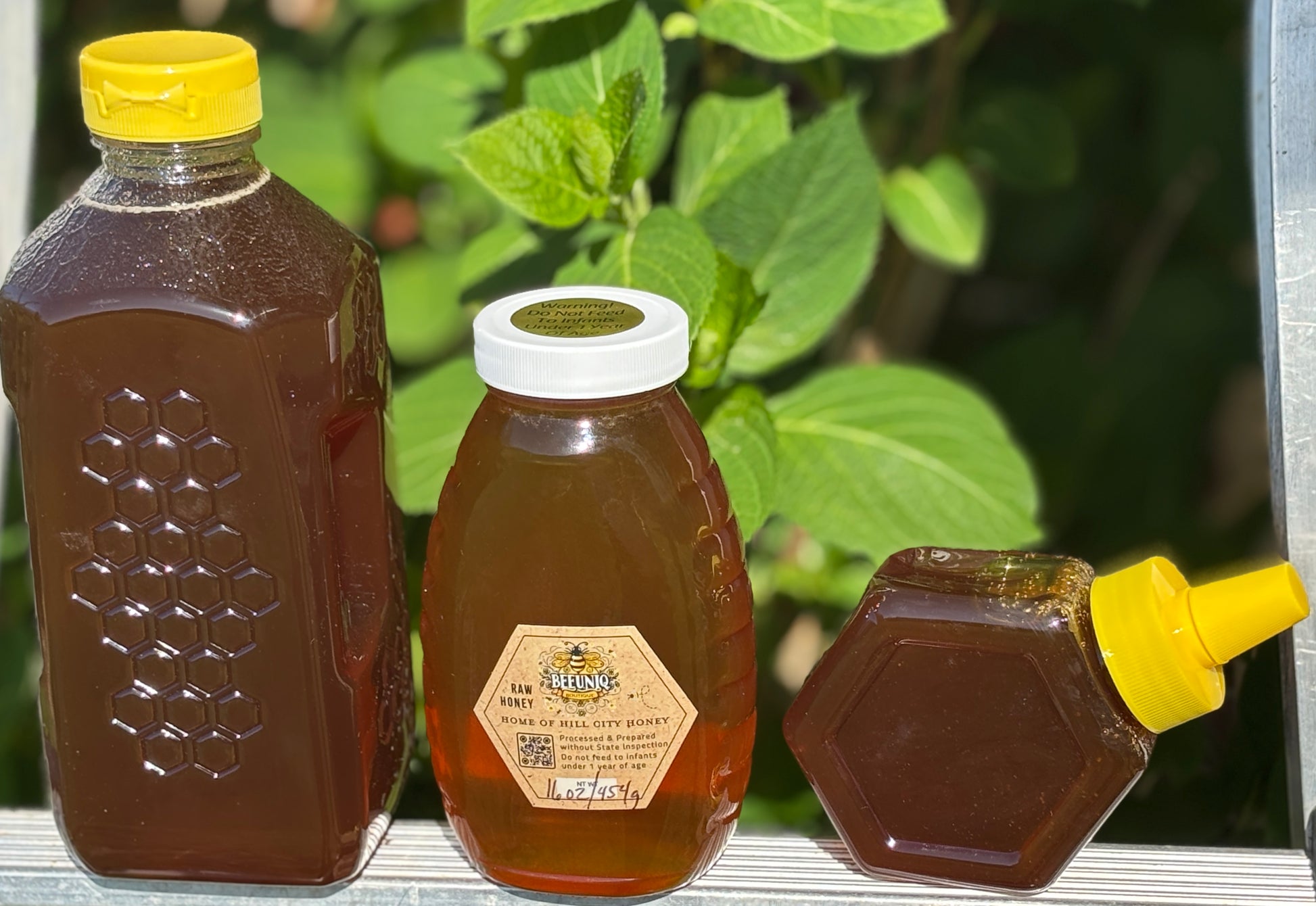 3 sizes of honey.