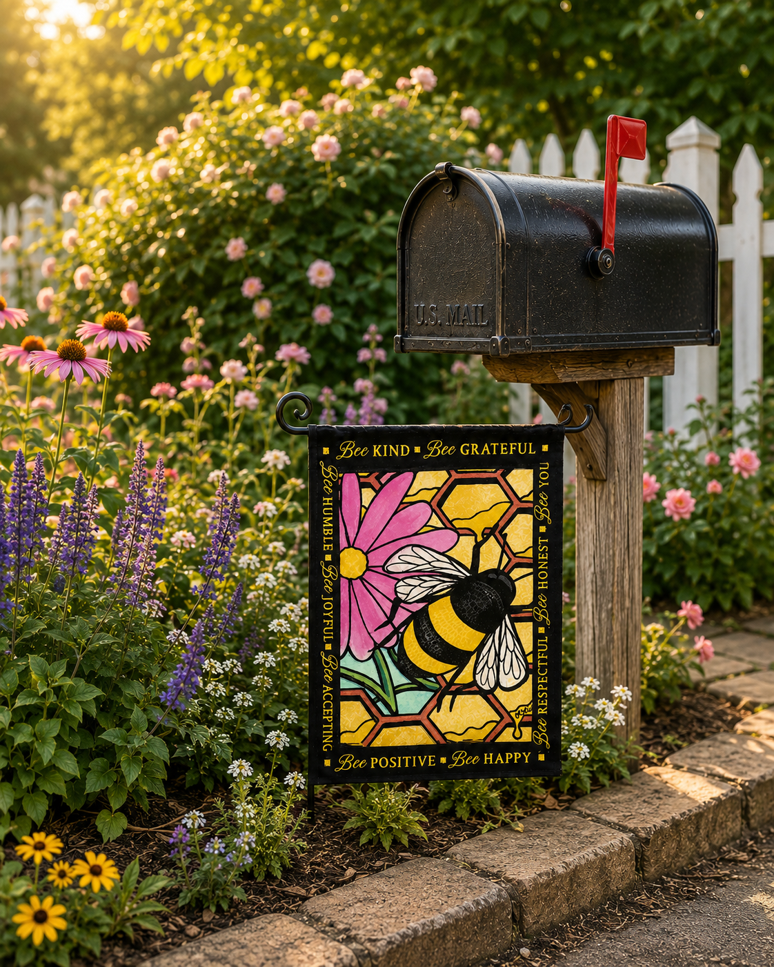 Colorful Honey Bee Flag