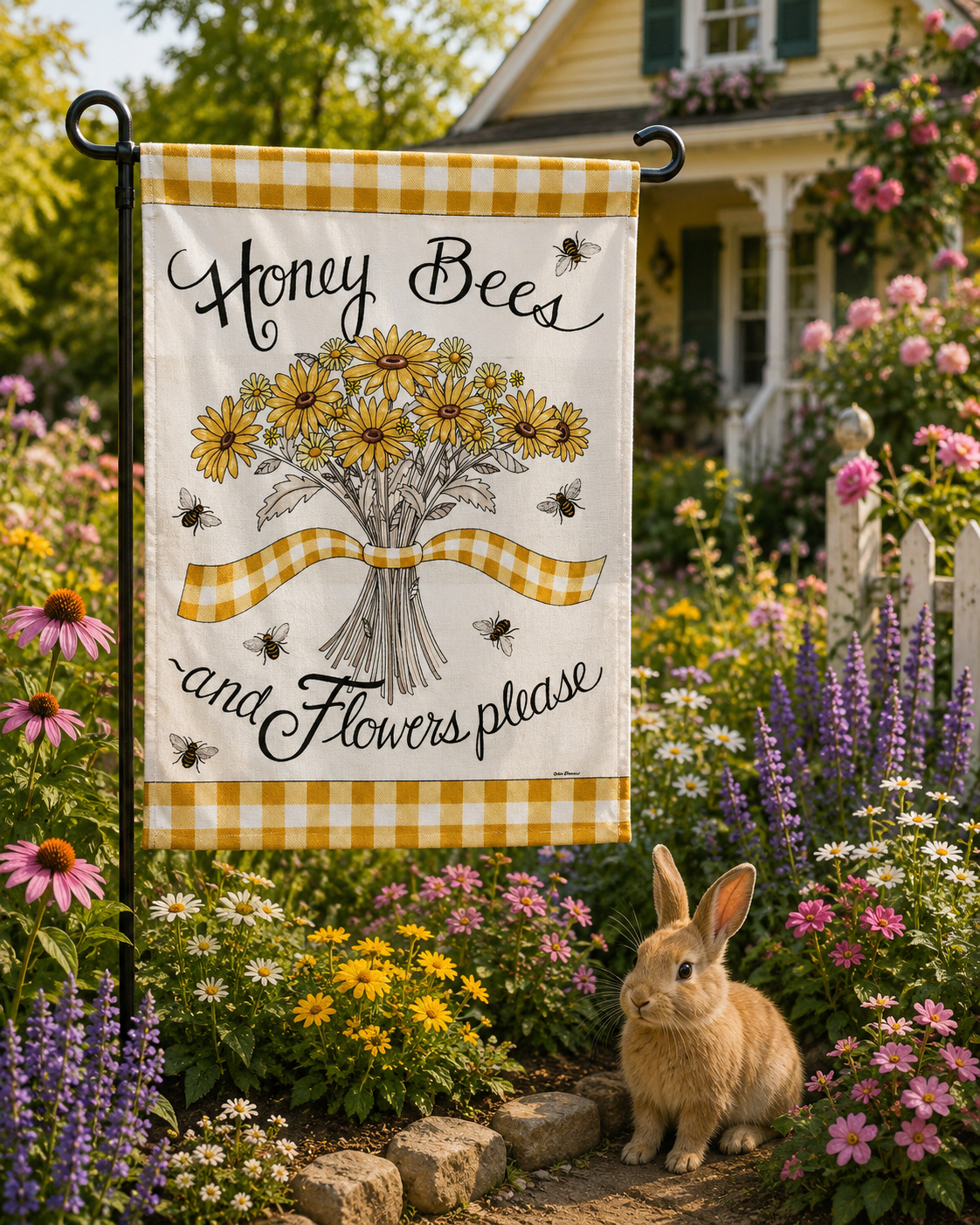 Honey Bees & Flowers Flag