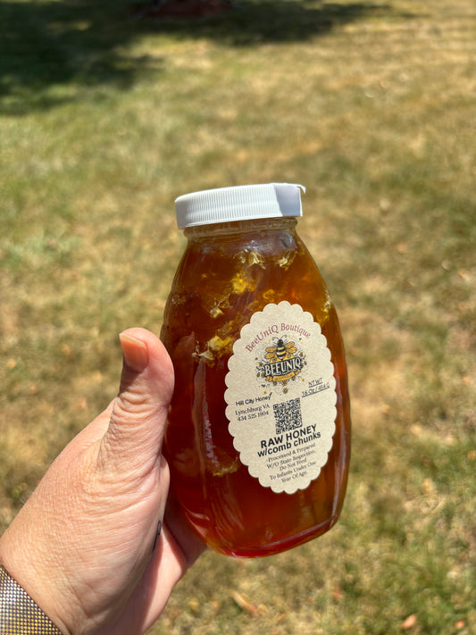 16 oz jar of honey with comb. 