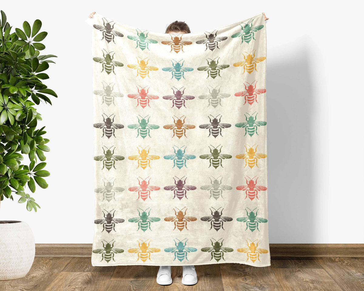 Honey Bee Blanket, Cozy Throw: Velveteen Plush