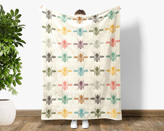 Honey Bee Blanket, Cozy Throw: Velveteen Plush