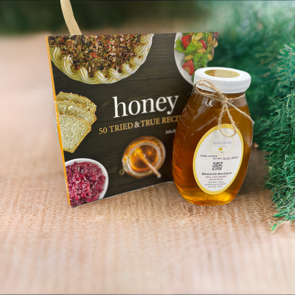 Two items paired for a gift suggestion -  Honey and Honey cookbook.