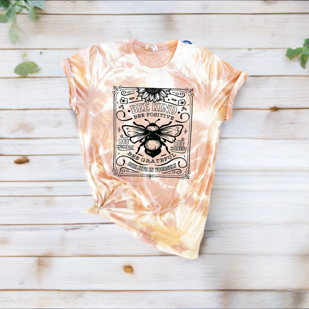 Pink and white BEE KInd Tee Shirt