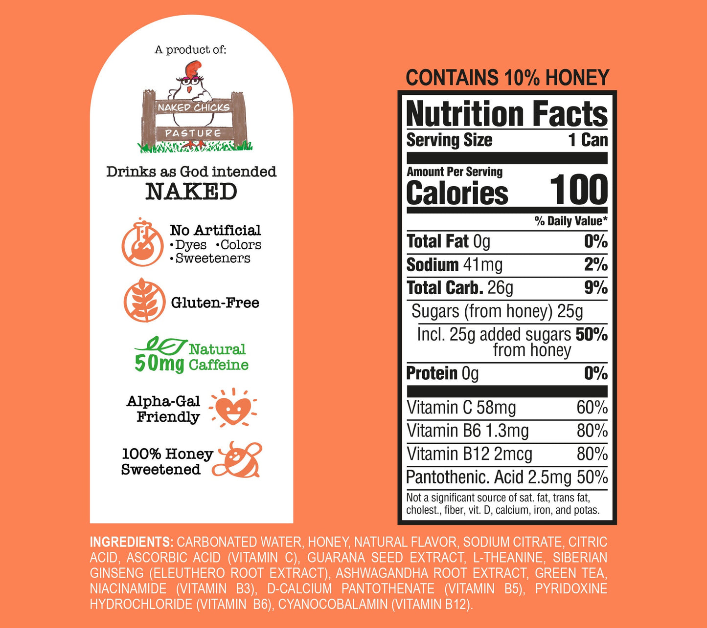 Bee Vitalized Sparkling Honey Sweetened Peach Tea